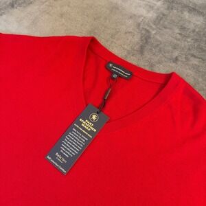 Hart Schaffner Marx V Neck Sweater Mens 3XB Red Extra Fine Merino Wool NWT